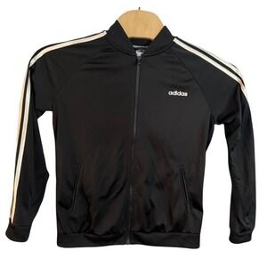 Adidas Womens Essentials 3-Stripe Full Zip Track Jacket Black White Large L
